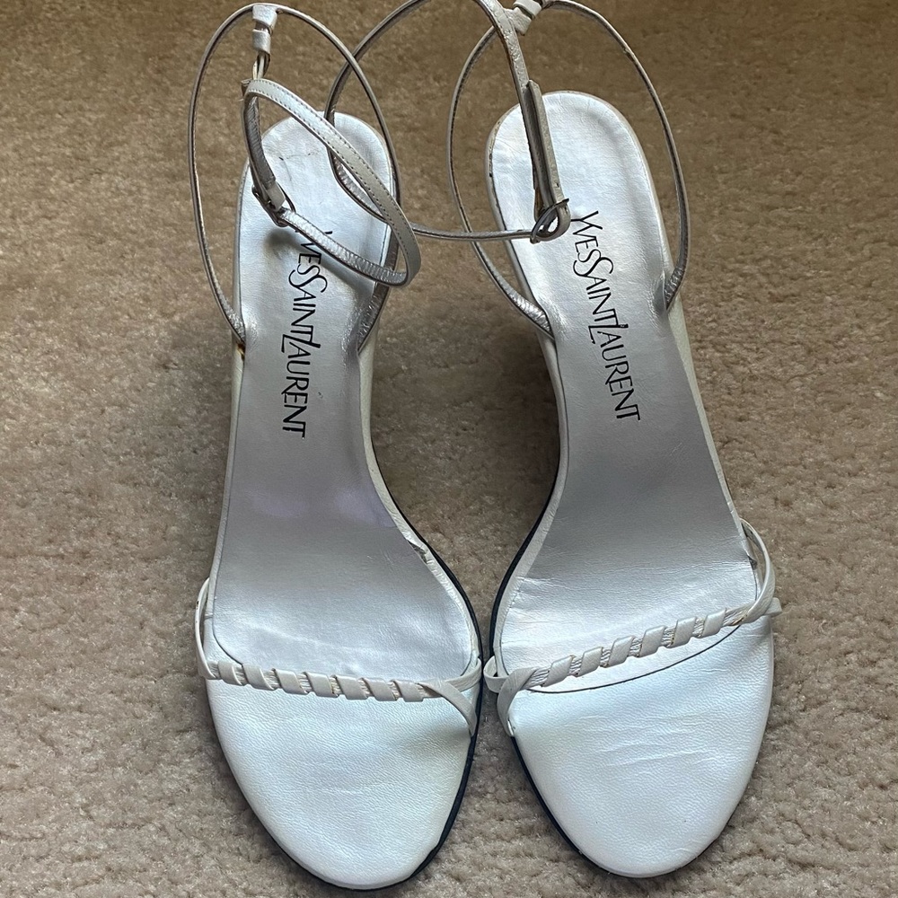 Yves Saint Laurent Otello White Pearl Sandal - Picture 2 of 4